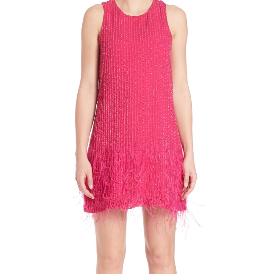 Nwt Parker Allegra Beaded Feather Dress